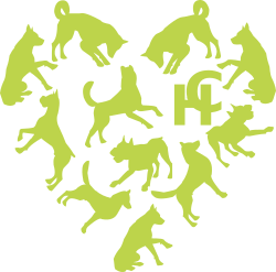 Logo in full colour, all dogs shown