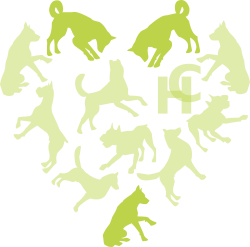 Hounds connect logo with only three of the dogs highlighted in the heart shape